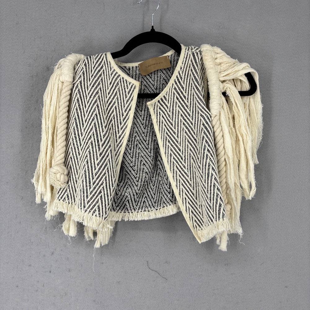 Suiteveintiuno Mexico Cropped Jacket Bolero Art To Wear Vest Black White S M